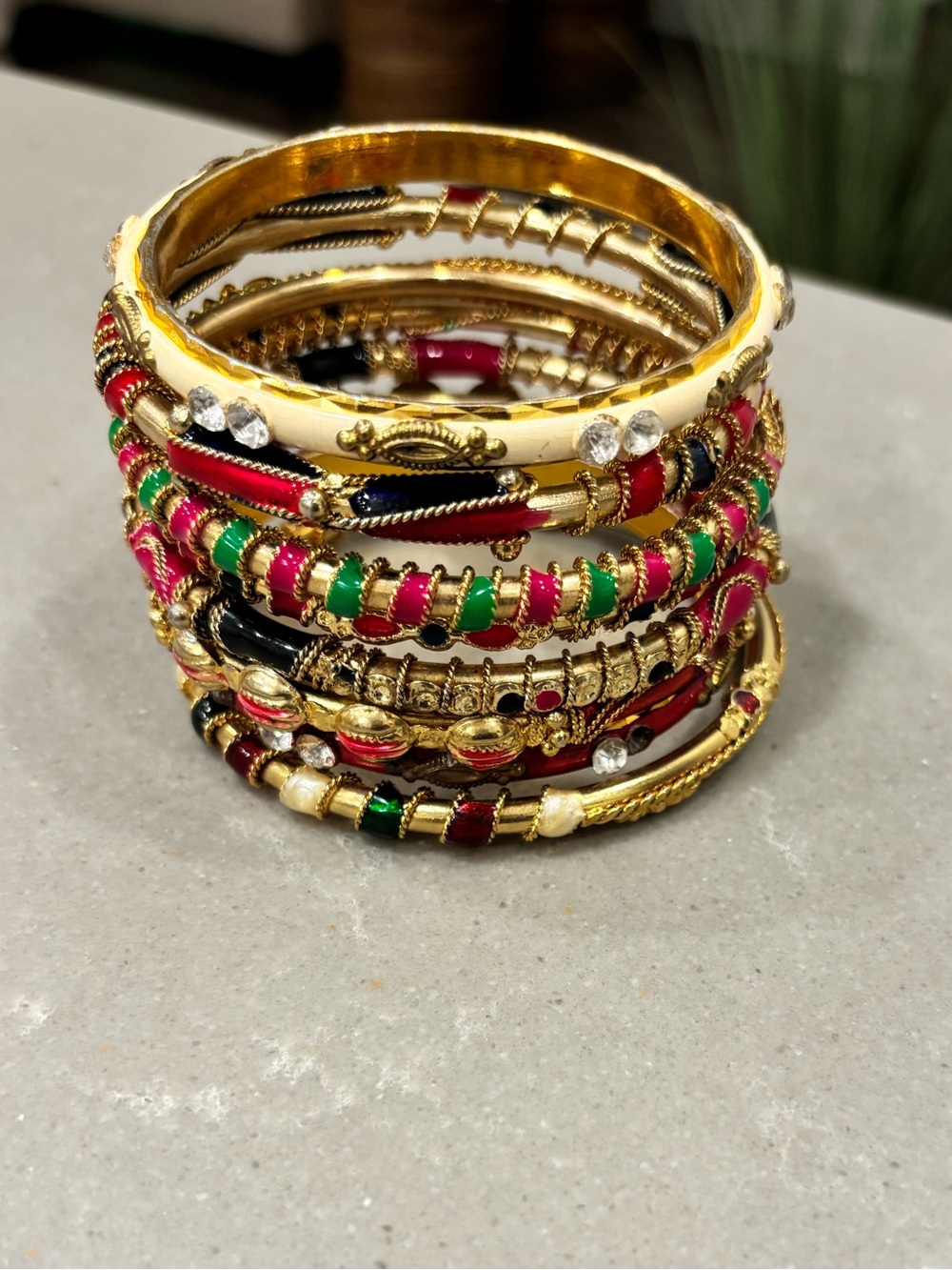 Gold-Tone Multicolor Bangle Set - Women Jewelry